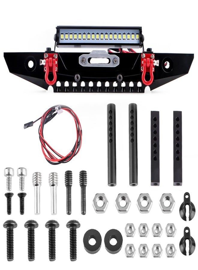 GLOBACT مصد أمامي معدني من GLOBACT مزود بقضيب إضاءة ومقطورة سحب لسيارات Traxxas TRX4 و Axial SCX10 90046 و 90047 و SCX10 II و III و 1/10 RC Crawler، قطع غيار مُحسّنة - Image 1